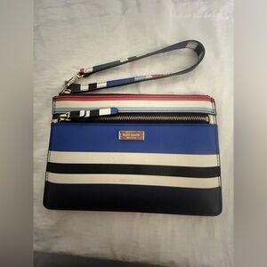 Vintage Kate Spade Blue and White Striped Wristlet